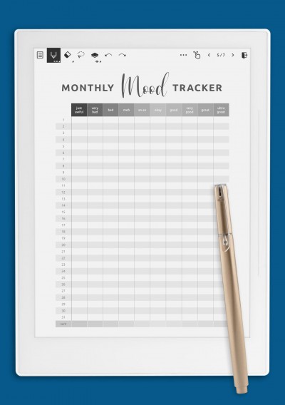 Gradent Monthly Mood Tracker Template for Supernote