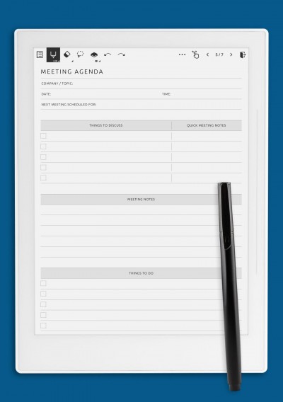 Company Meeting Agenda Template for Supernote A6X