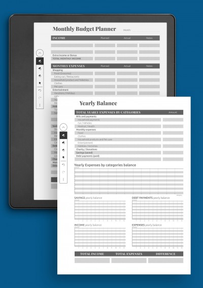 Complex budget planner template for Kindle Scribe