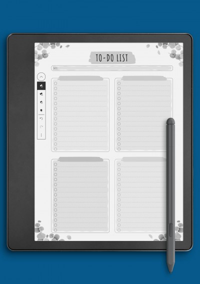 Daily To Do List - Floral Style Template for Kindle Scribe