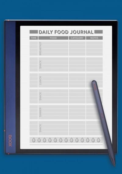 Daily food journal template for BOOX Note