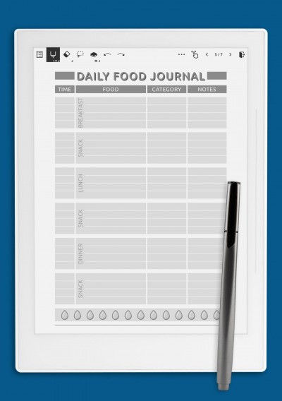 Supernote Daily food journal template