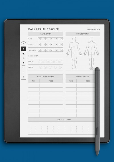 Kindle Scribe Daily Health Tracker - Male Template