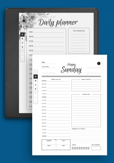Daily Planner Templates 5 in 1 Bundle for Kindle Scribe