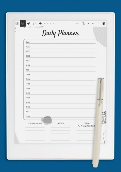 Daily Planner with Time Slots Template for Supernote