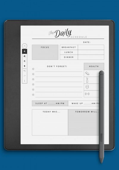 Kindle Scribe The Daily Schedule with Health Section Template