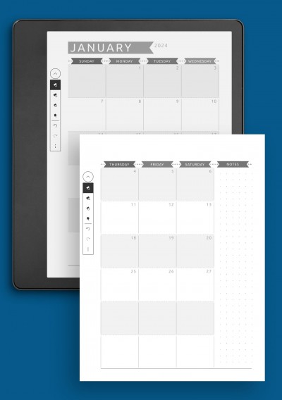 Dated Monthly Calendar - Casual Style Template for Kindle Scribe