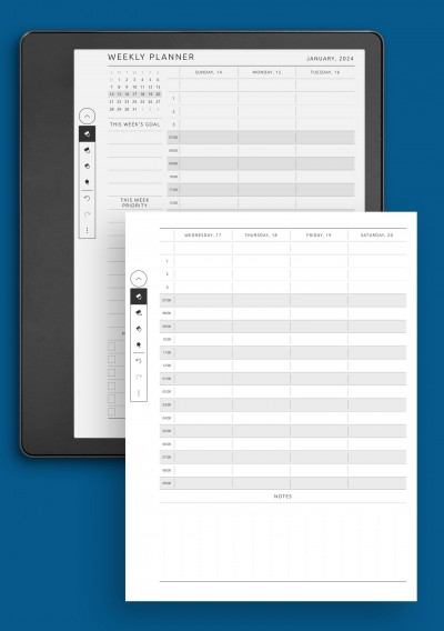 Dated Weekly Planner - Original Style Template for Kindle Scribe
