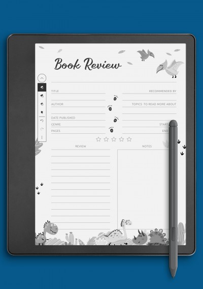 Dinosaurs Book Review Template For Kids template for Kindle Scribe