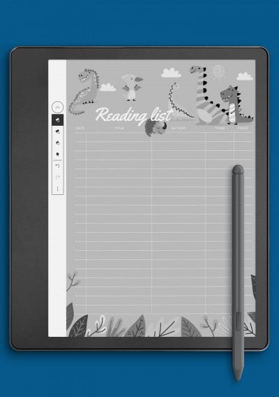 Dinosaurs Reading List Template For Kids template for Kindle Scribe