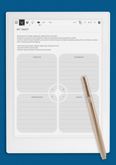 Supernote A6X Editable SWOT Analysis Template