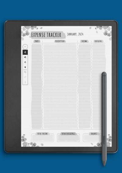 Kindle Scribe Expense Tracker - Floral Style Template 