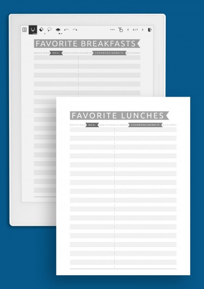 Favorite Recipes List - Casual Style Template for Supernote