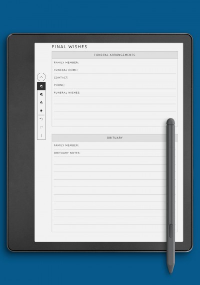 Kindle Scribe Final Wishes Template