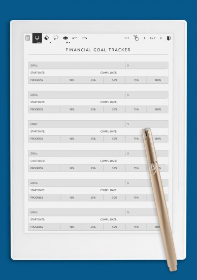 Financial Goal Tracker Template for Supernote