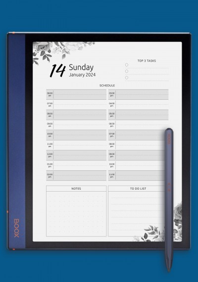 BOOX Note Air Floral Day Planner Template