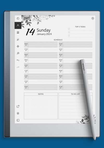 reMarkable Floral Day Planner Template