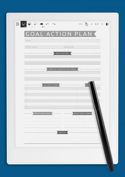 Goal Action Plan - Casual Style Template for Supernote A6X