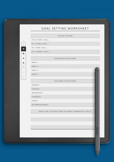 Kindle Scribe Goal Setting Worksheet Template