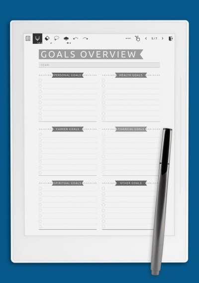 Supernote A6X Goals Overview - Casual Style Template