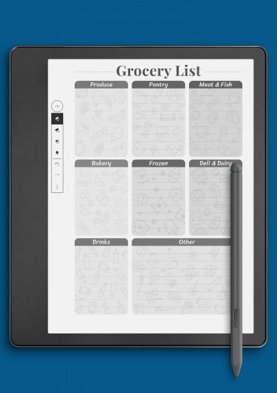 Grocery list template for Kindle Scribe
