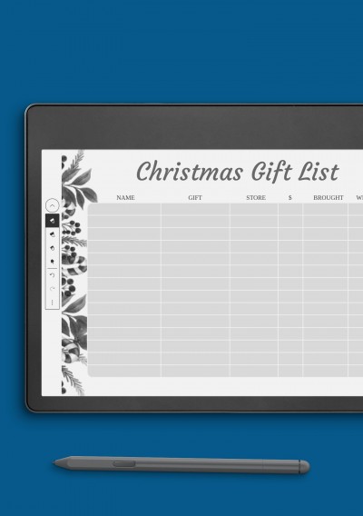 Amazon Kindle Horizontal Christmas Gift List - Classic Style