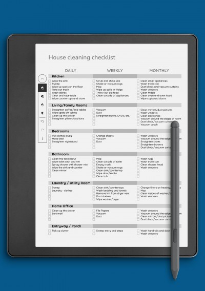 House Cleaning Checklist Template template for Kindle Scribe