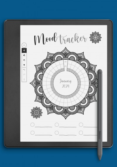 Mandala Mood Tracker Template template for Kindle Scribe