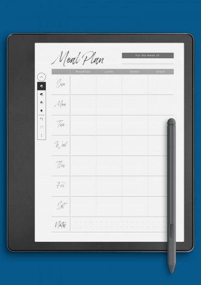 Meal Plan For The Week Template for Kindle Scribe