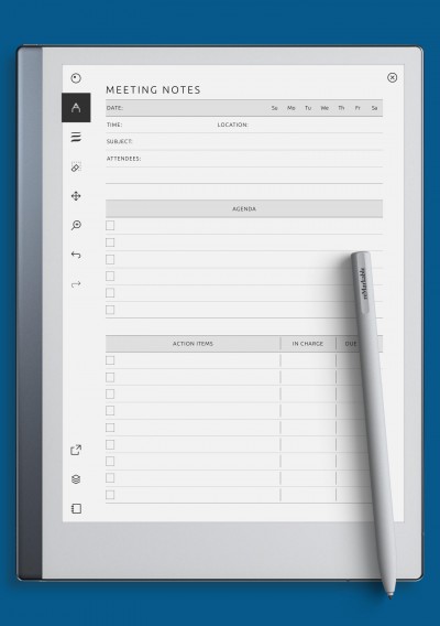 reMarkable Meeting Notes Template with Agenda