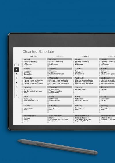 Amazon Kindle Monthly Cleaning Schedule Checklist