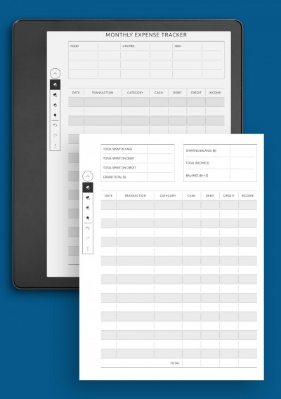 Monthly Expense Tracker Template for Kindle Scribe