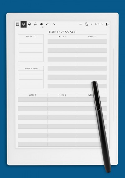 Monthly Goal Setting Template for Supernote A5X