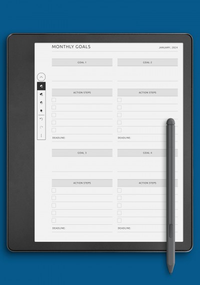 Monthly Goals Template for Kindle Scribe