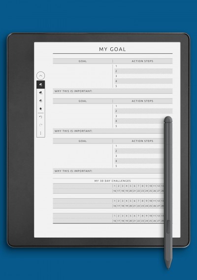 My Goal &amp; Action Steps Template for Kindle Scribe