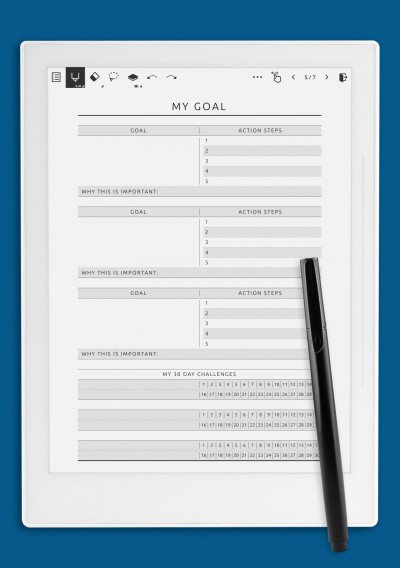 My Goal &amp; Action Steps Template for Supernote
