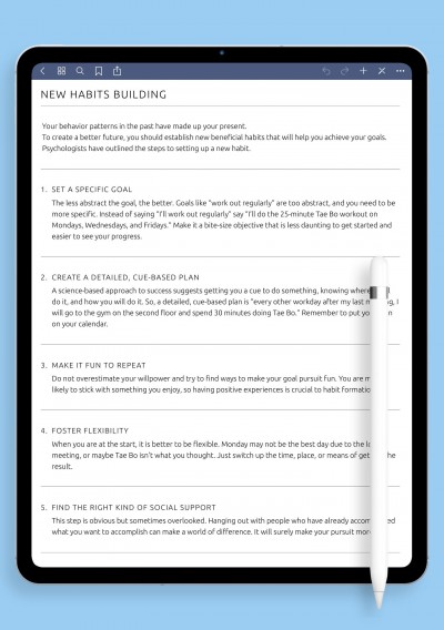 Notability Template New Habits Building