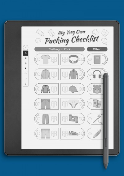 Kindle Scribe Packing Checklist for Boy Template