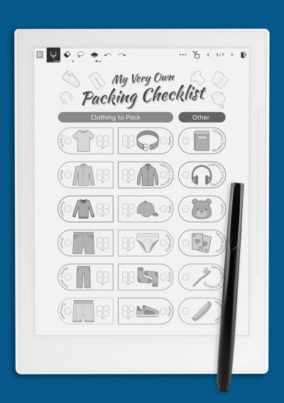 Packing Checklist for Boy Template for Supernote A5X