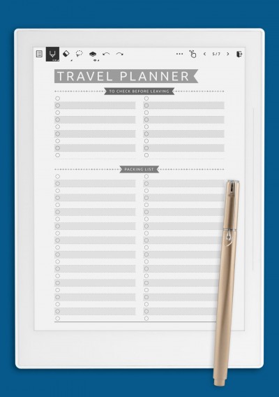 Packing List - Casual Style Template for Supernote