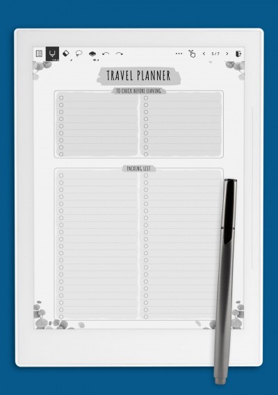 Packing List - Floral Style Template for Supernote