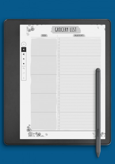 Party Grocery List - Floral Style Template for Kindle Scribe