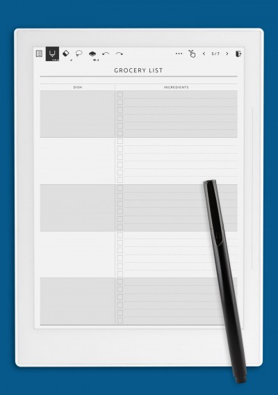 Party Grocery List - Original Style Template for Supernote