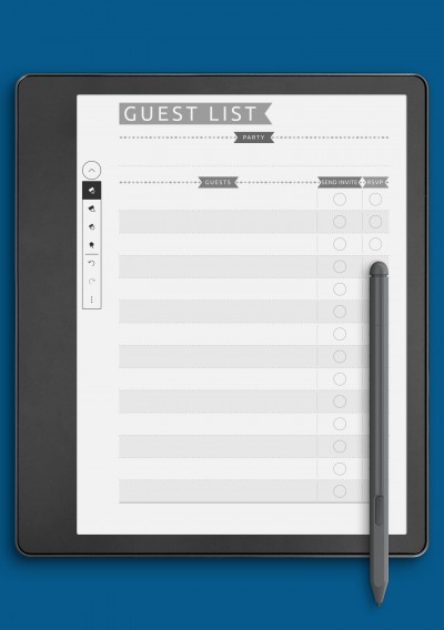 Party Guest List - Casual Style Template for Kindle Scribe