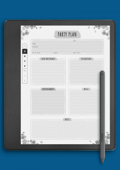 Party Plan - Floral Style Template for Kindle Scribe