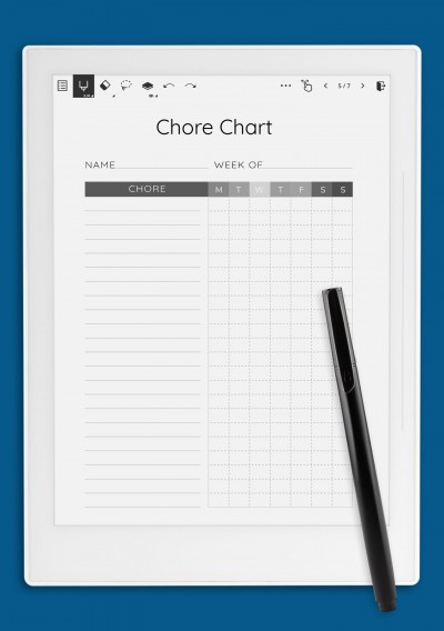 Personal Chore Chart Template for Supernote