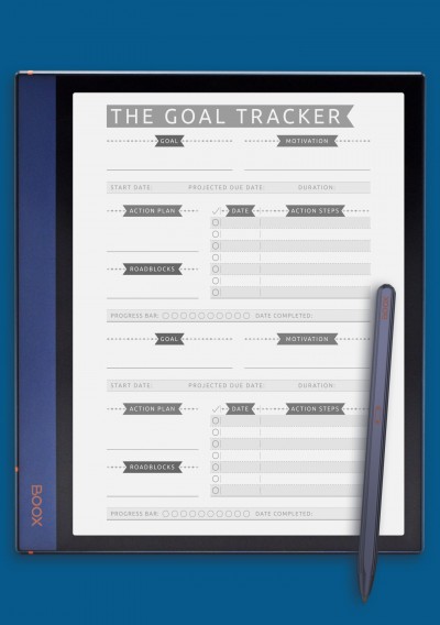 Personal Goal Tracker - Casual Style Template for BOOX Note