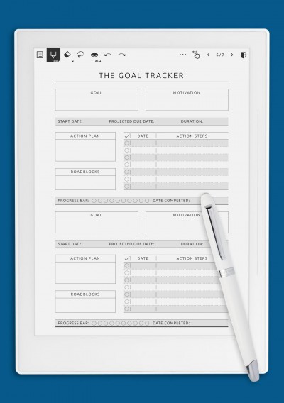 Supernote A5X Personal Goal Tracker - Original Style Template