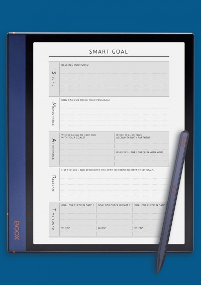 Personal SMART Goal Template for BOOX Note Air