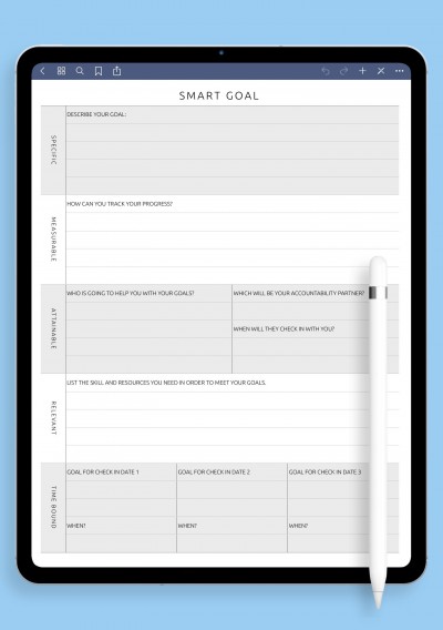 Personal SMART Goal Template for Notability